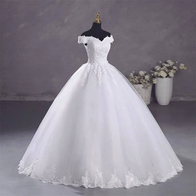 Ashley Gloria Pure White Wedding Dresses Elegant Boat Neck Ball Gown Simple Vestido De Noiva Plus Size Robe De Mariee - Image 4