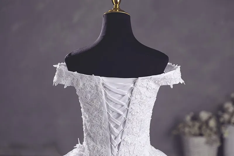 Ashley Gloria Pure White Wedding Dresses Elegant Boat Neck Ball Gown Simple Vestido De Noiva Plus Size Robe De Mariee - Image 6