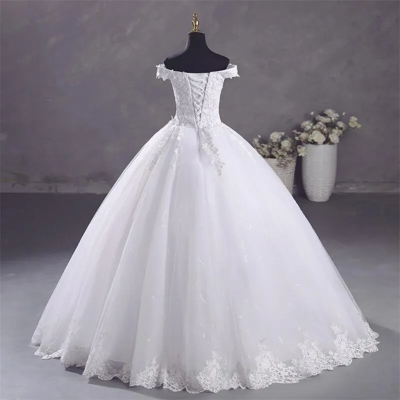 Ashley Gloria Pure White Wedding Dresses Elegant Boat Neck Ball Gown Simple Vestido De Noiva Plus Size Robe De Mariee - Image 2