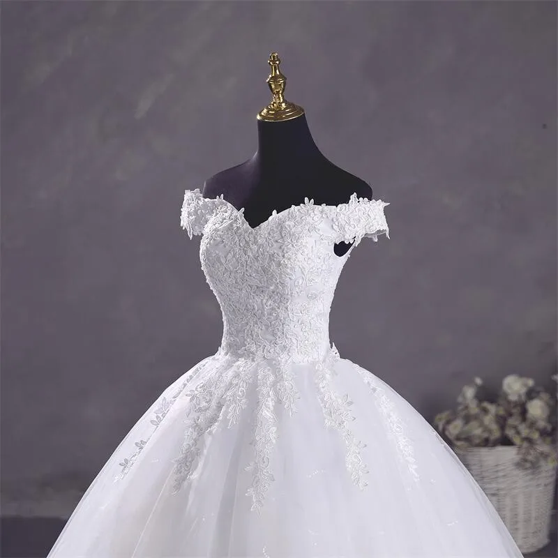 Ashley Gloria Pure White Wedding Dresses Elegant Boat Neck Ball Gown Simple Vestido De Noiva Plus Size Robe De Mariee - Image 5