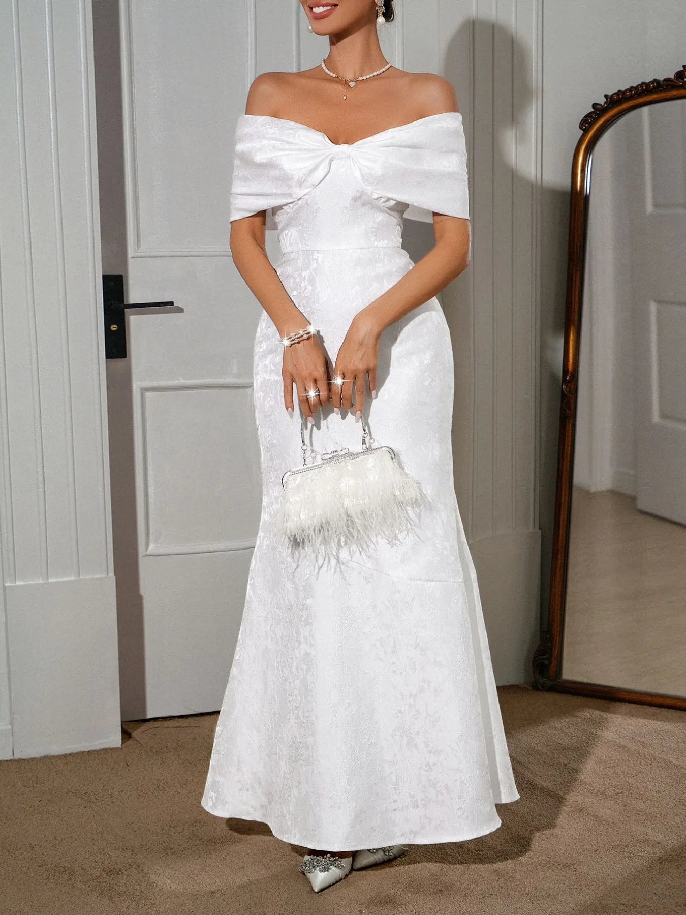 Bow Off-Shoulder Maxi Dress - Image 2