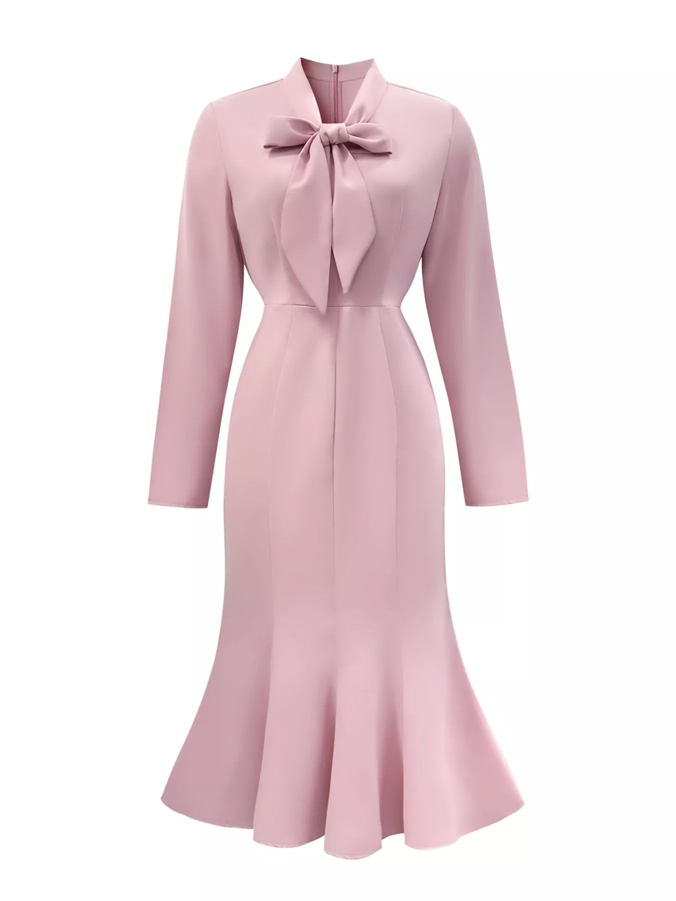 Bow-Knot Long Sleeve Mermaid Dress - Image 3