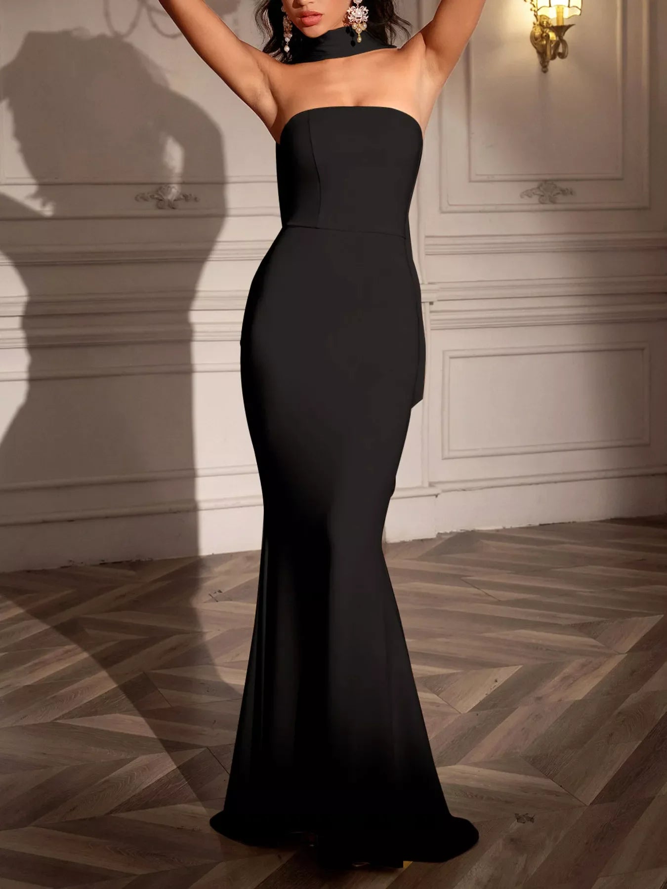Tube Mermaid Maxi Dress with Scarf Detail - Image 8