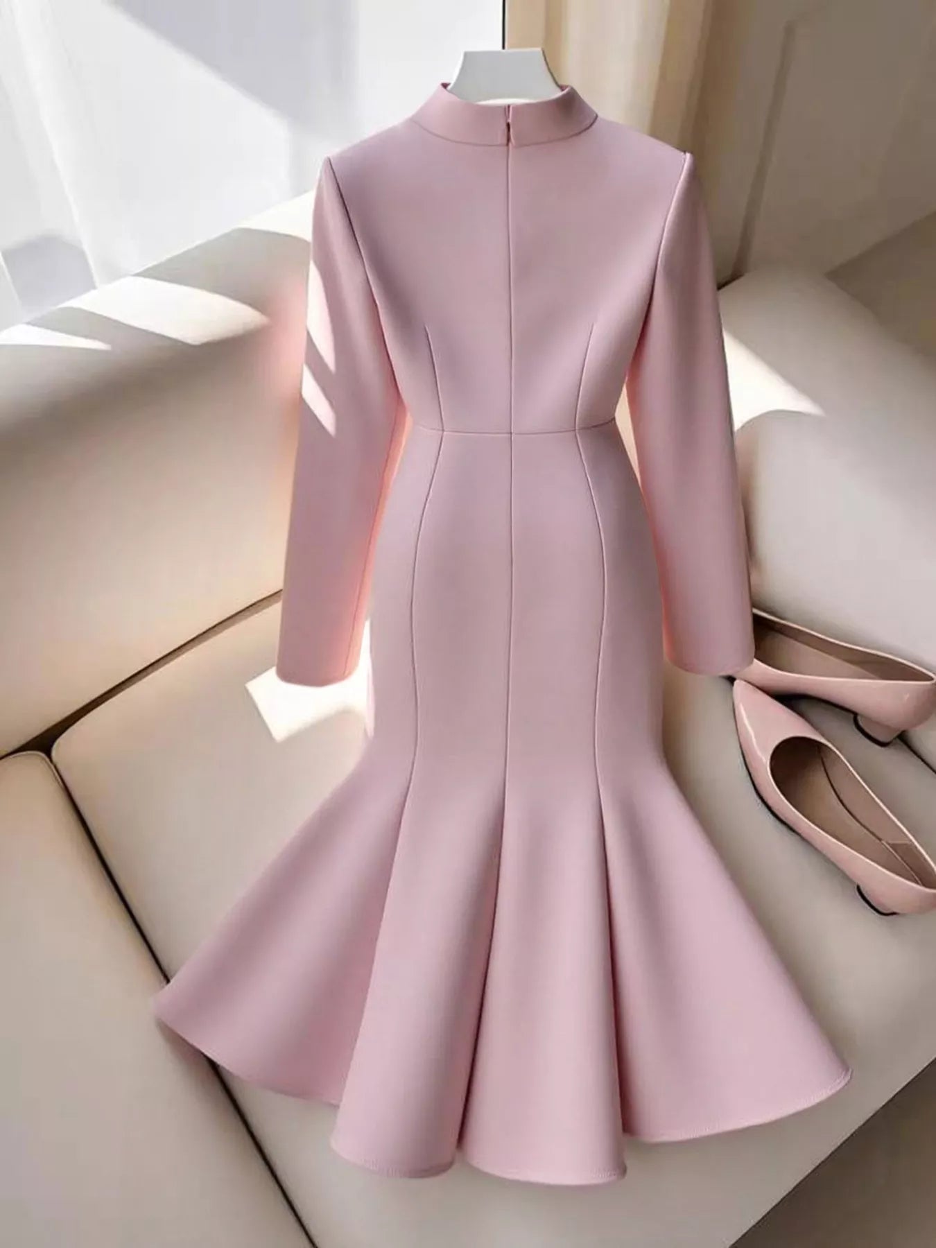 Bow-Knot Long Sleeve Mermaid Dress - Image 2