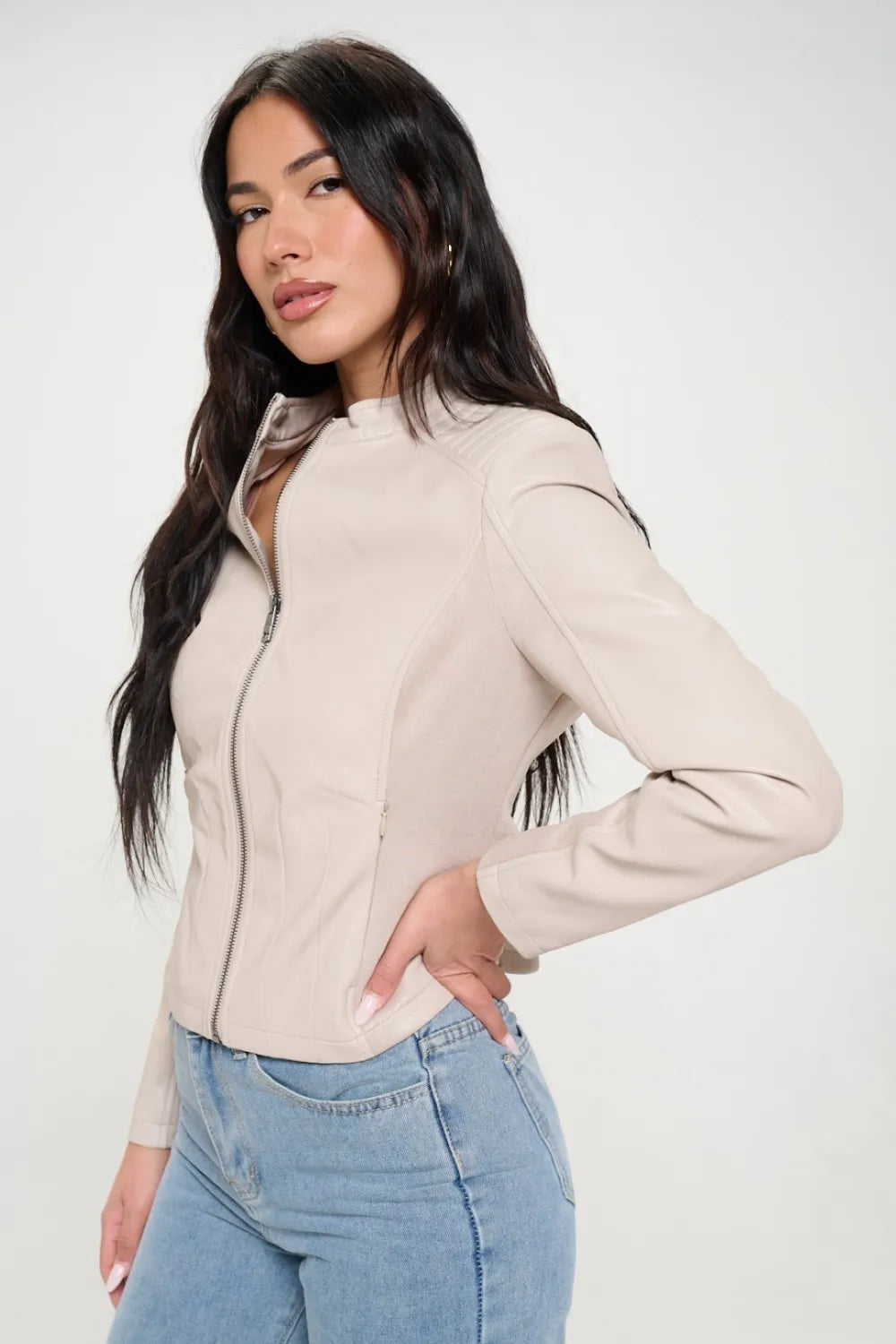 Coalition LA Zip Up Vegan Moto Jacket - Image 3