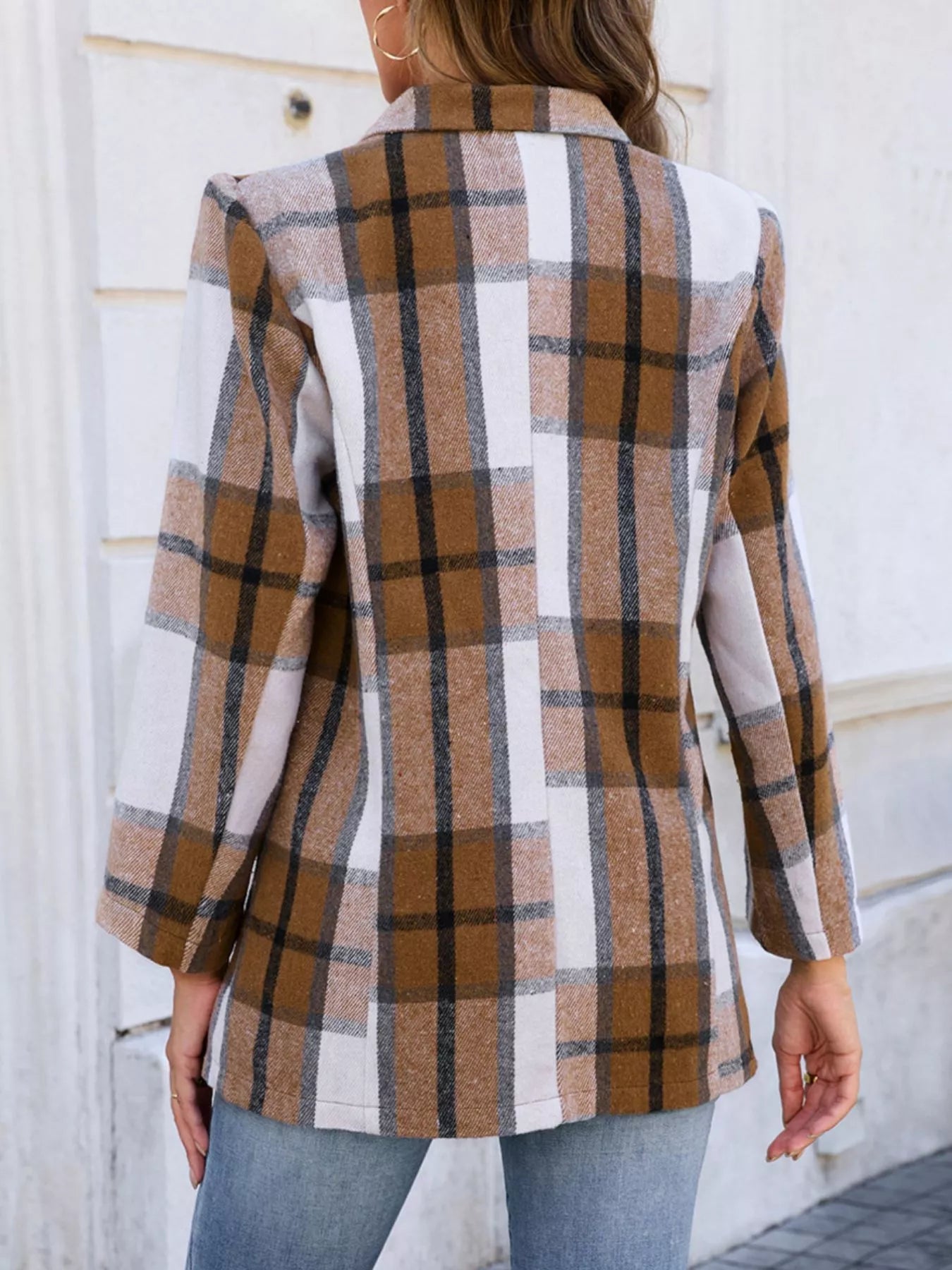 Plaid Double-Breasted Blazer - Image 6