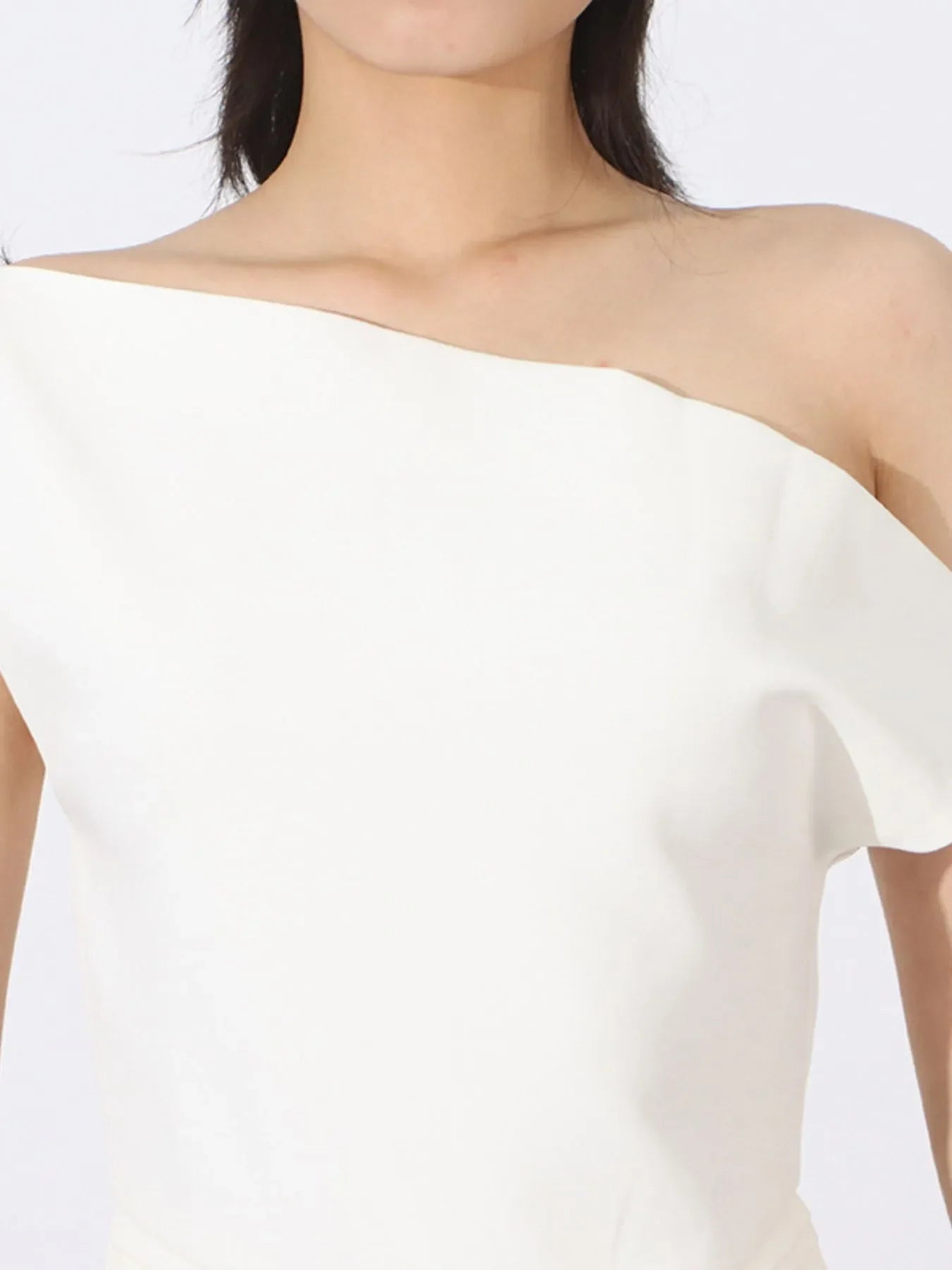 Single Shoulder Pleated Dress - Image 10