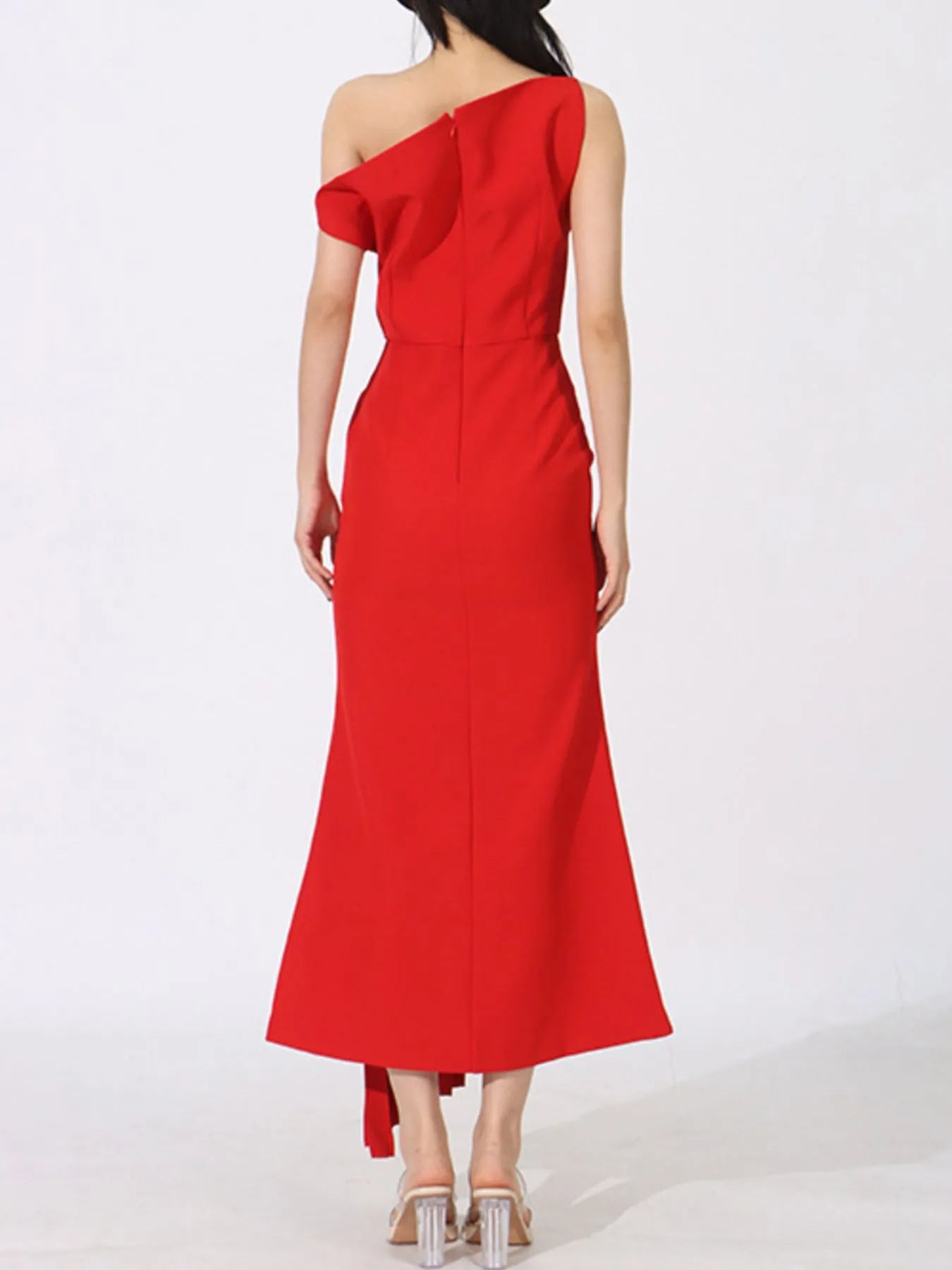 Single Shoulder Pleated Dress - Image 4