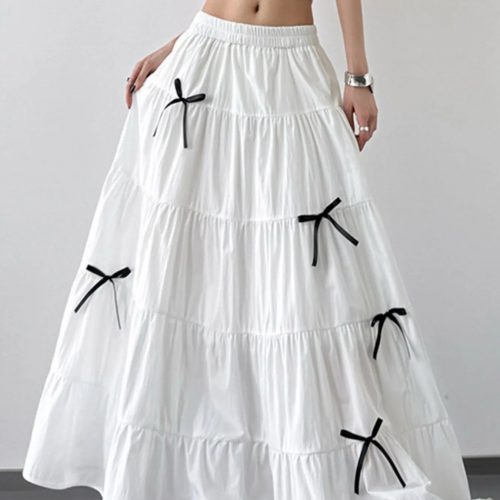 Tiered Bow Maxi Skirt