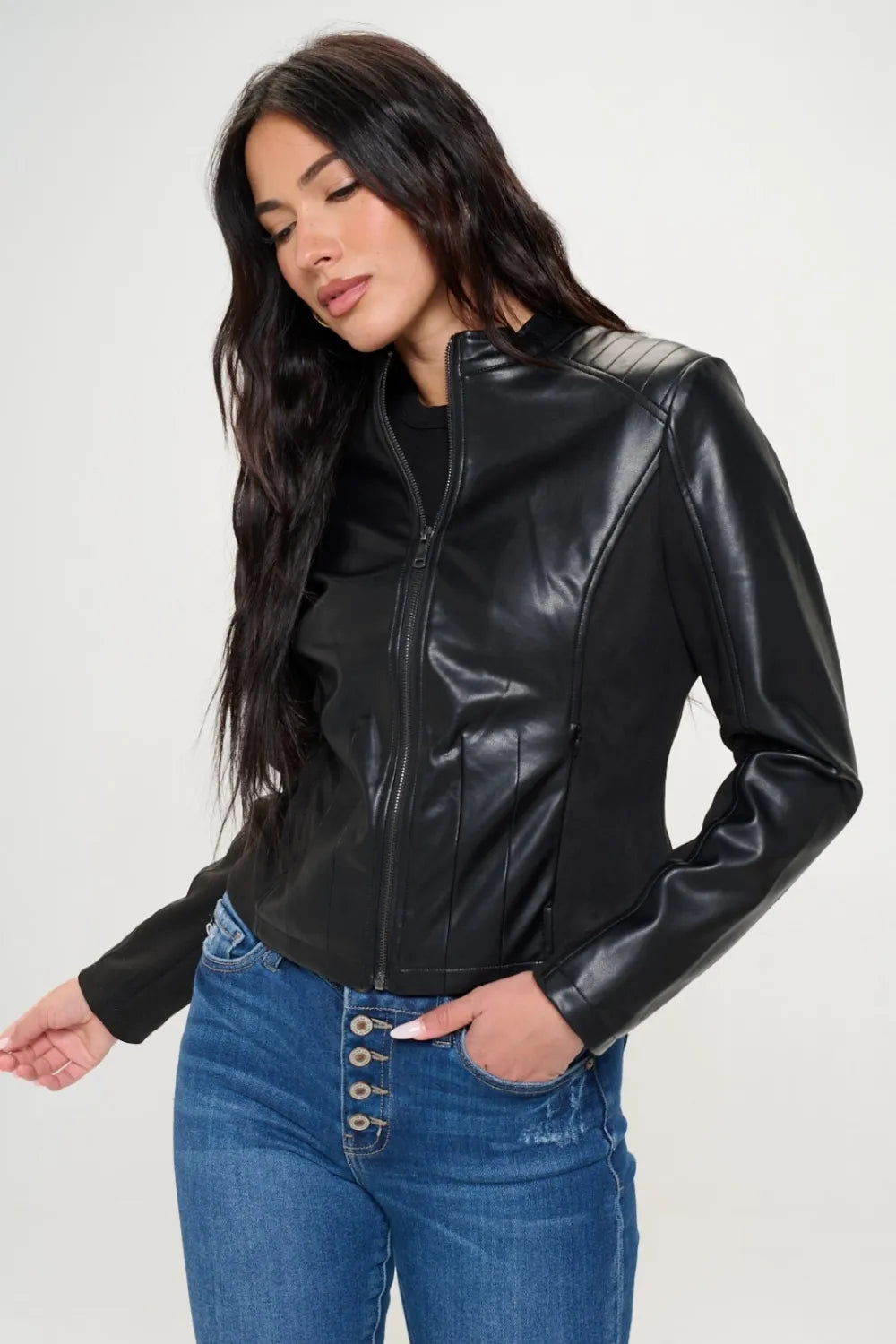 Coalition LA Zip Up Vegan Moto Jacket - Image 4