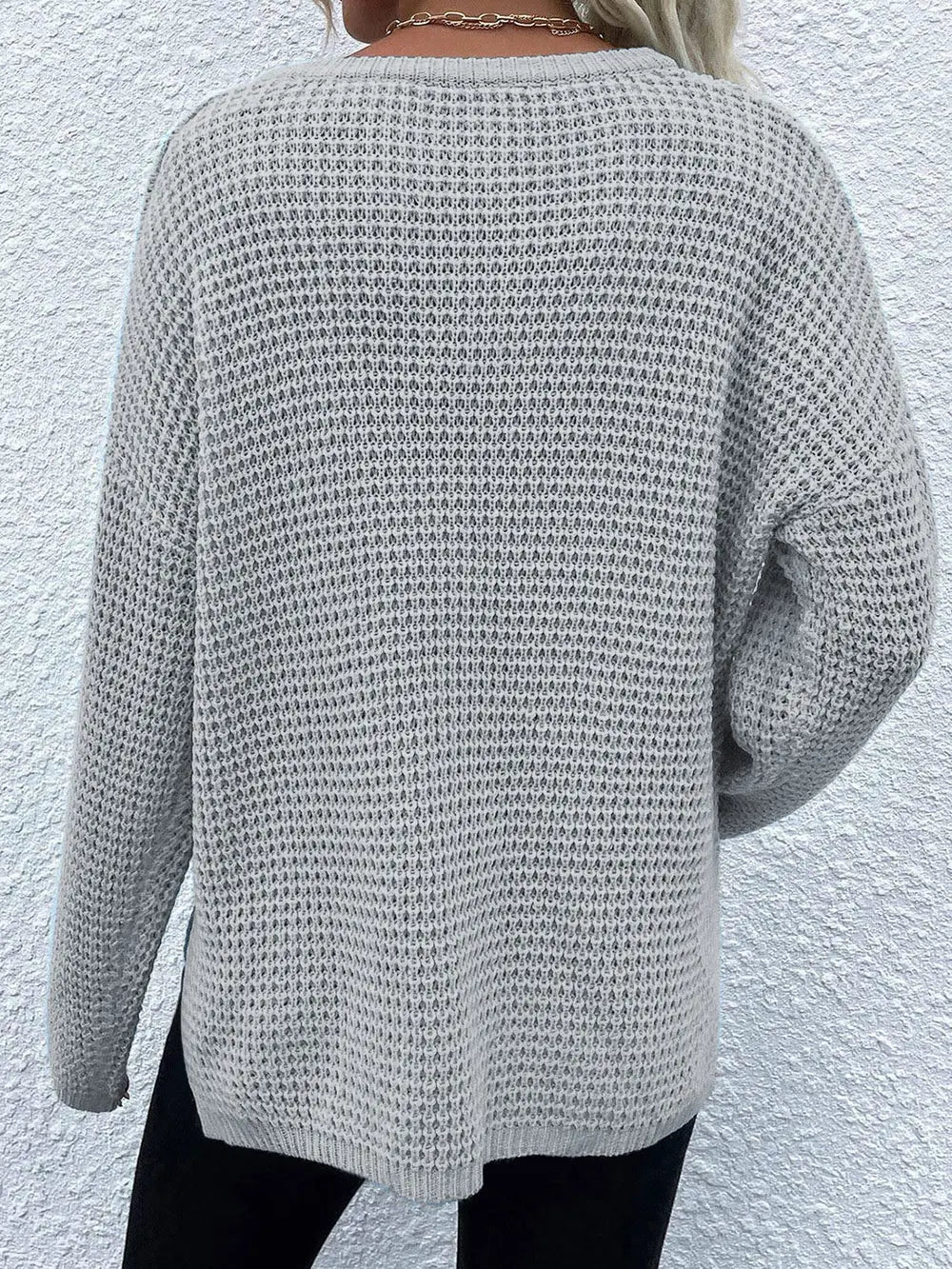 Notched Long Sleeve Sweater - Image 12