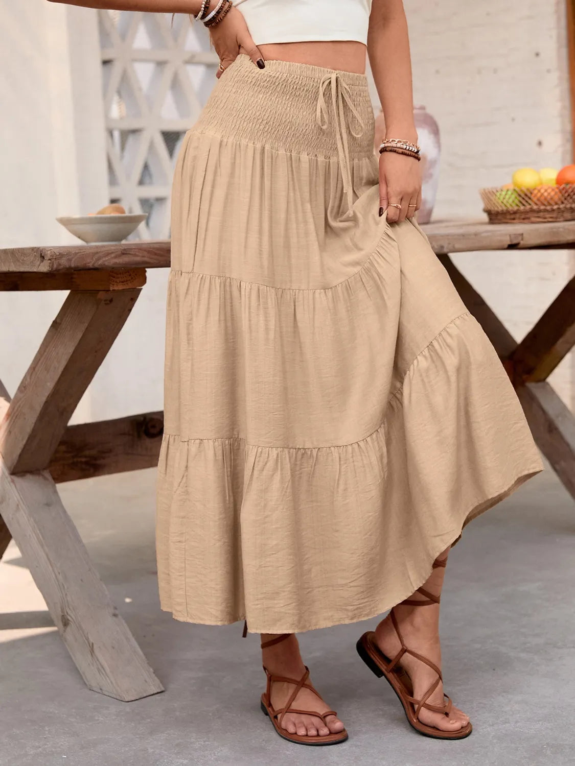 Smocked Tiered Skirt - Image 5