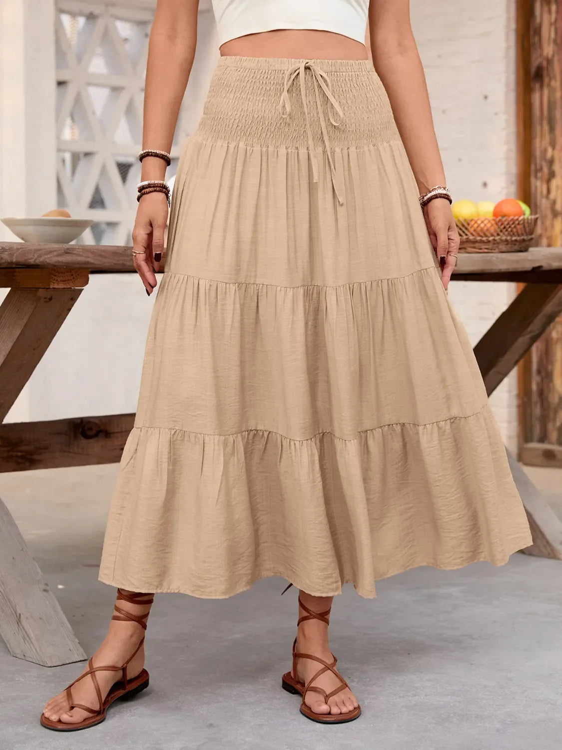 Smocked Tiered Skirt - Image 2